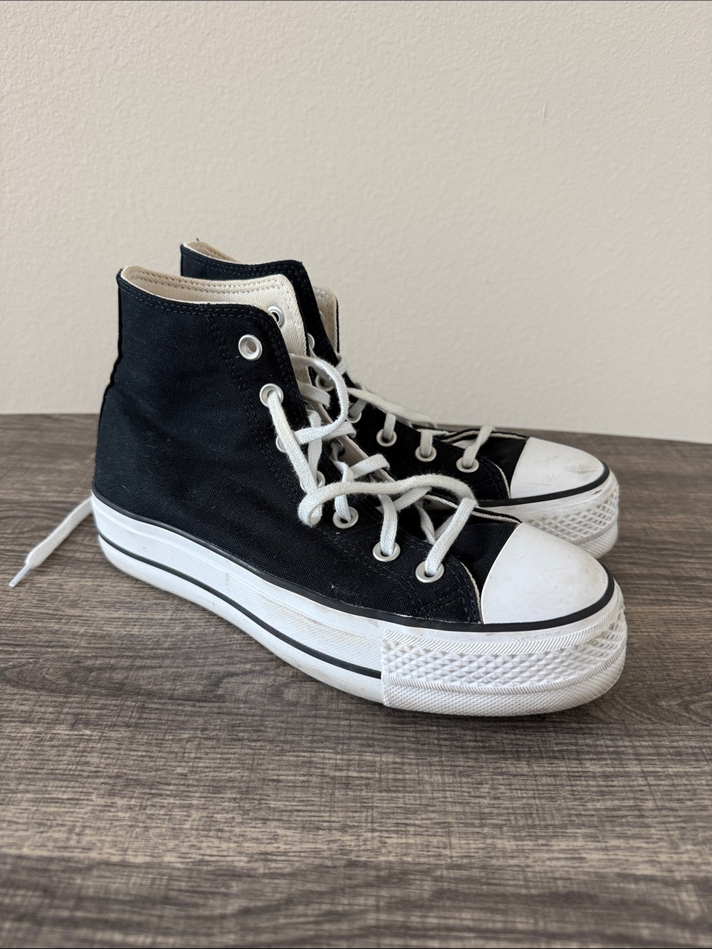 Classic High-Top Canvas Sneakers in Black and White